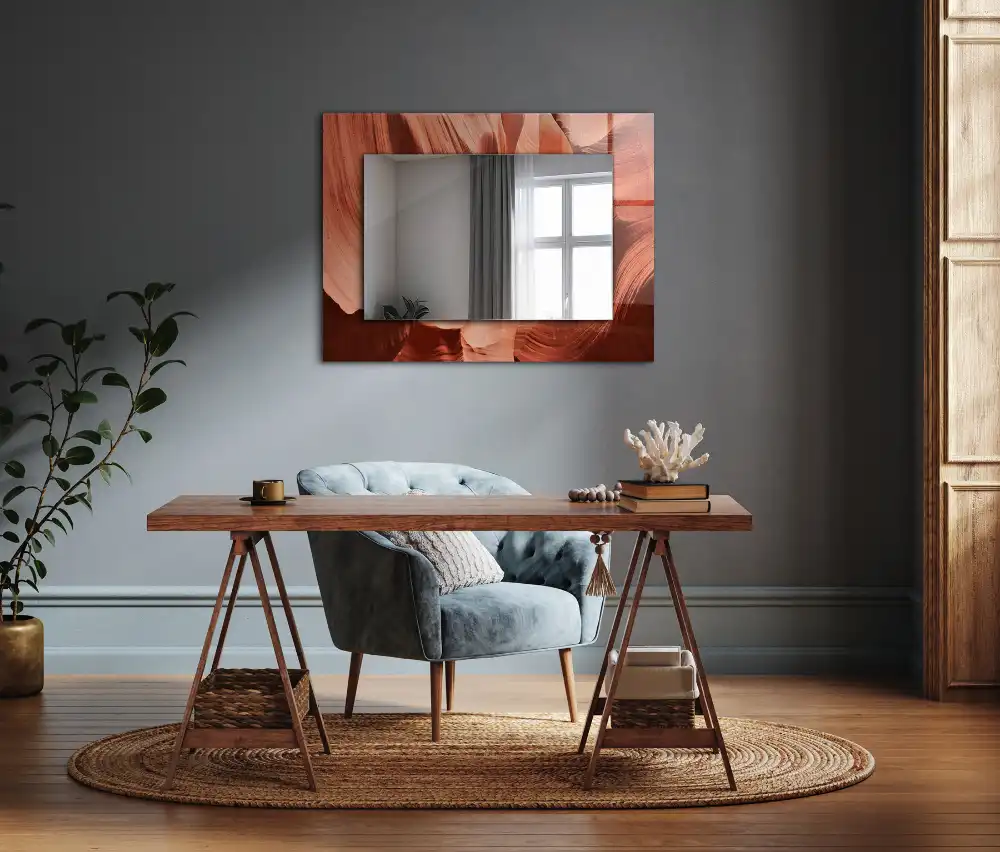 Specchio rettangolare con cornice stampata Rocce del canyon del deserto