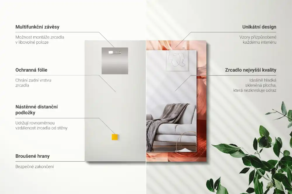 Specchio rettangolare con cornice stampata Rocce del canyon del deserto