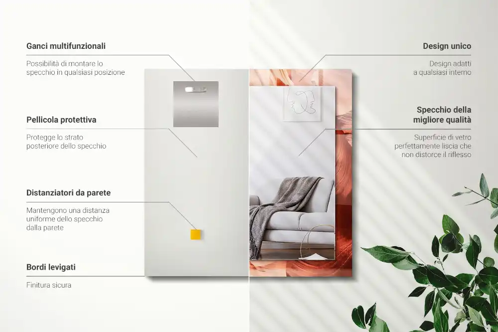 Specchio rettangolare con cornice stampata Rocce del canyon del deserto