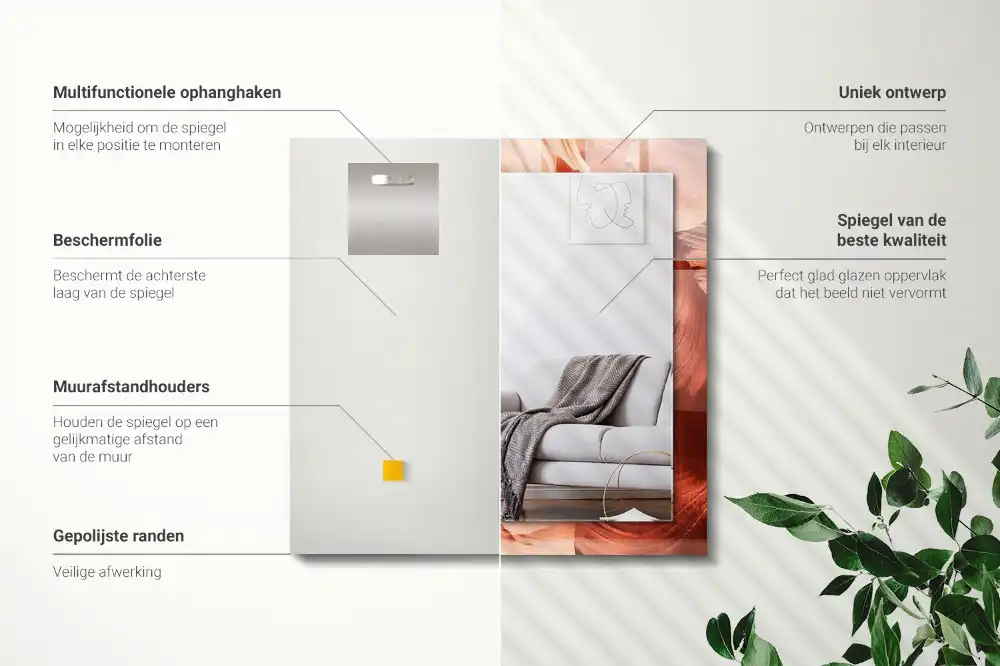 Specchio rettangolare con cornice stampata Rocce del canyon del deserto