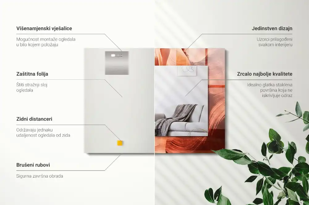 Specchio rettangolare con cornice stampata Rocce del canyon del deserto