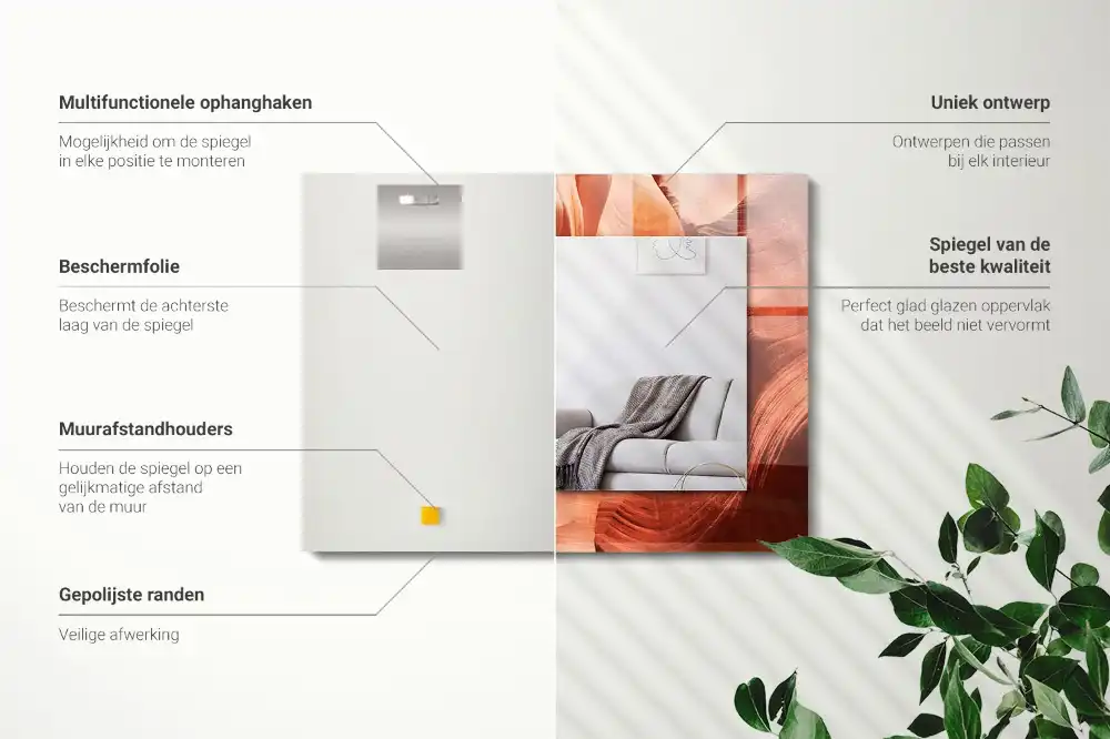 Specchio rettangolare con cornice stampata Rocce del canyon del deserto