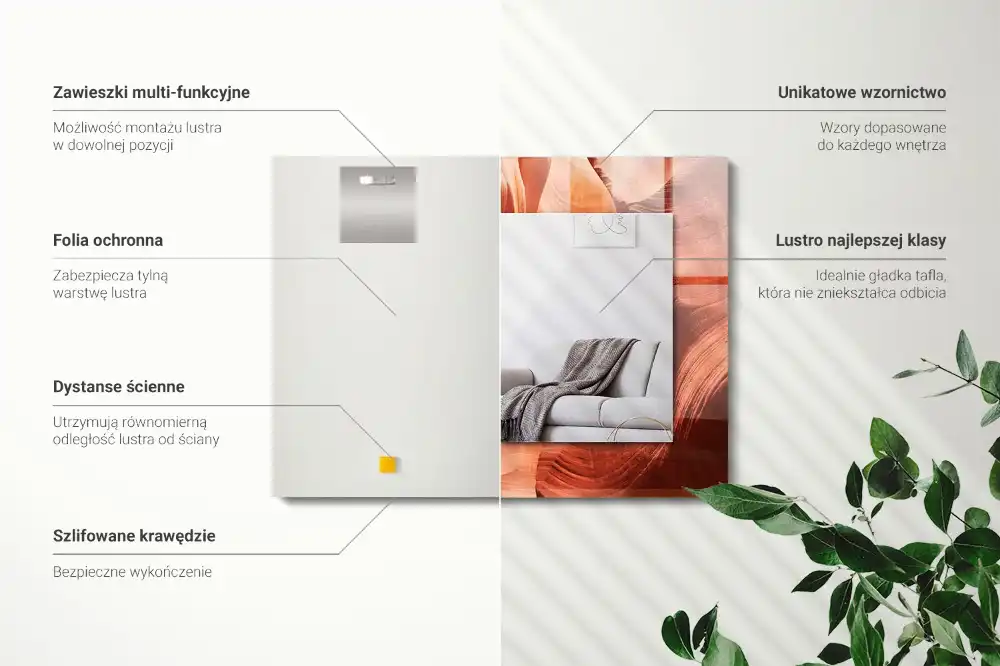 Specchio rettangolare con cornice stampata Rocce del canyon del deserto