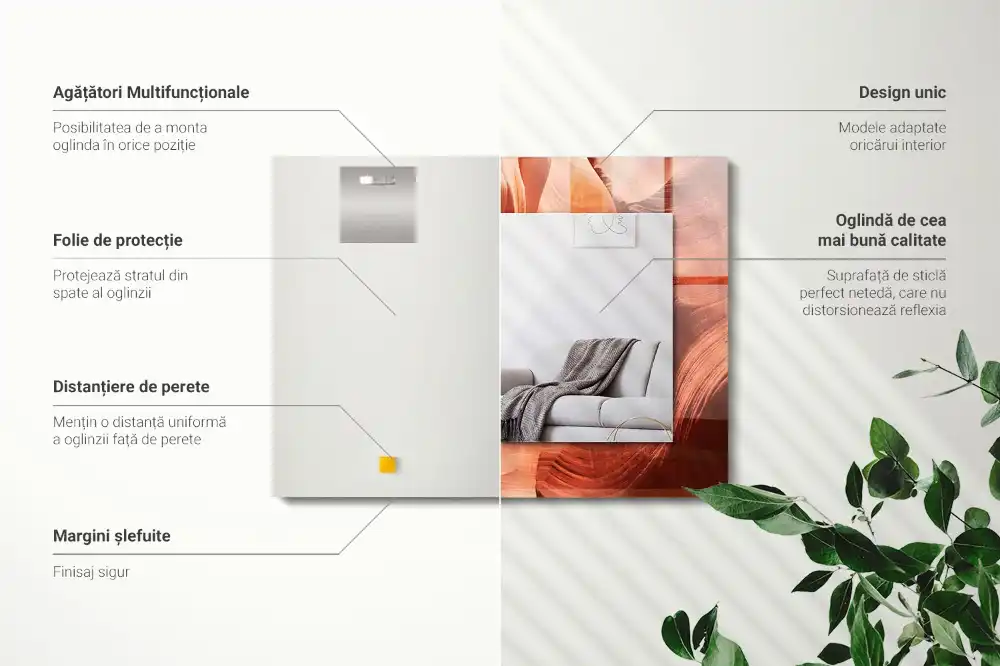 Specchio rettangolare con cornice stampata Rocce del canyon del deserto