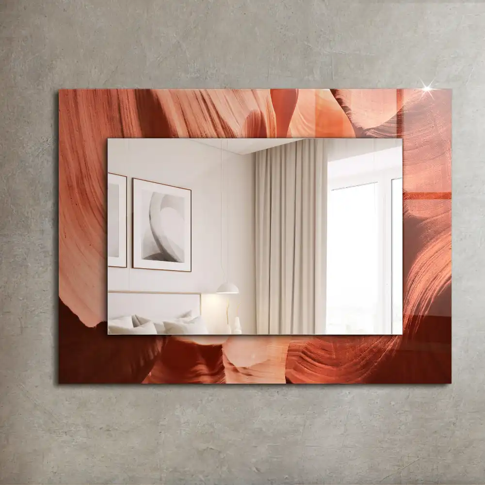 Specchio rettangolare con cornice stampata Rocce del canyon del deserto