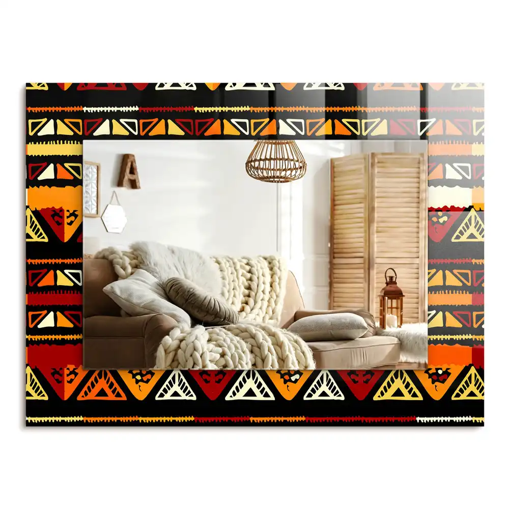 Specchio rettangolare con cornice stampata Motivo etnico colorato