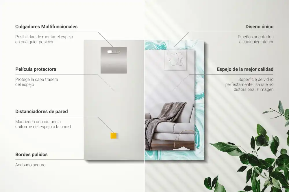 Specchio rettangolare stampato Motivo astratto in marmo