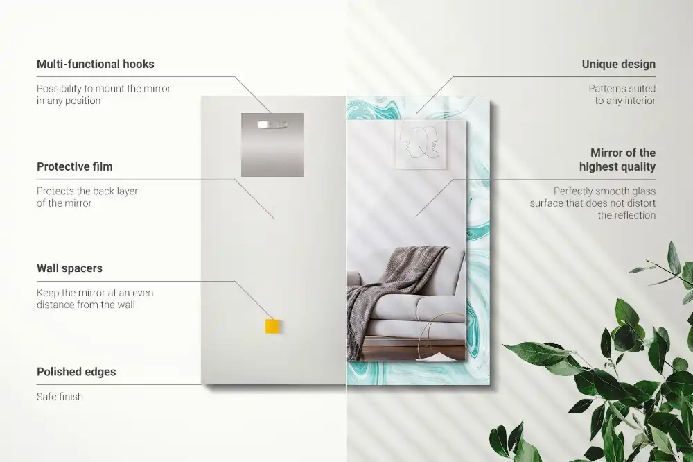 Specchio rettangolare stampato Motivo astratto in marmo