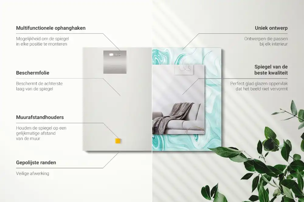 Specchio rettangolare stampato Motivo astratto in marmo