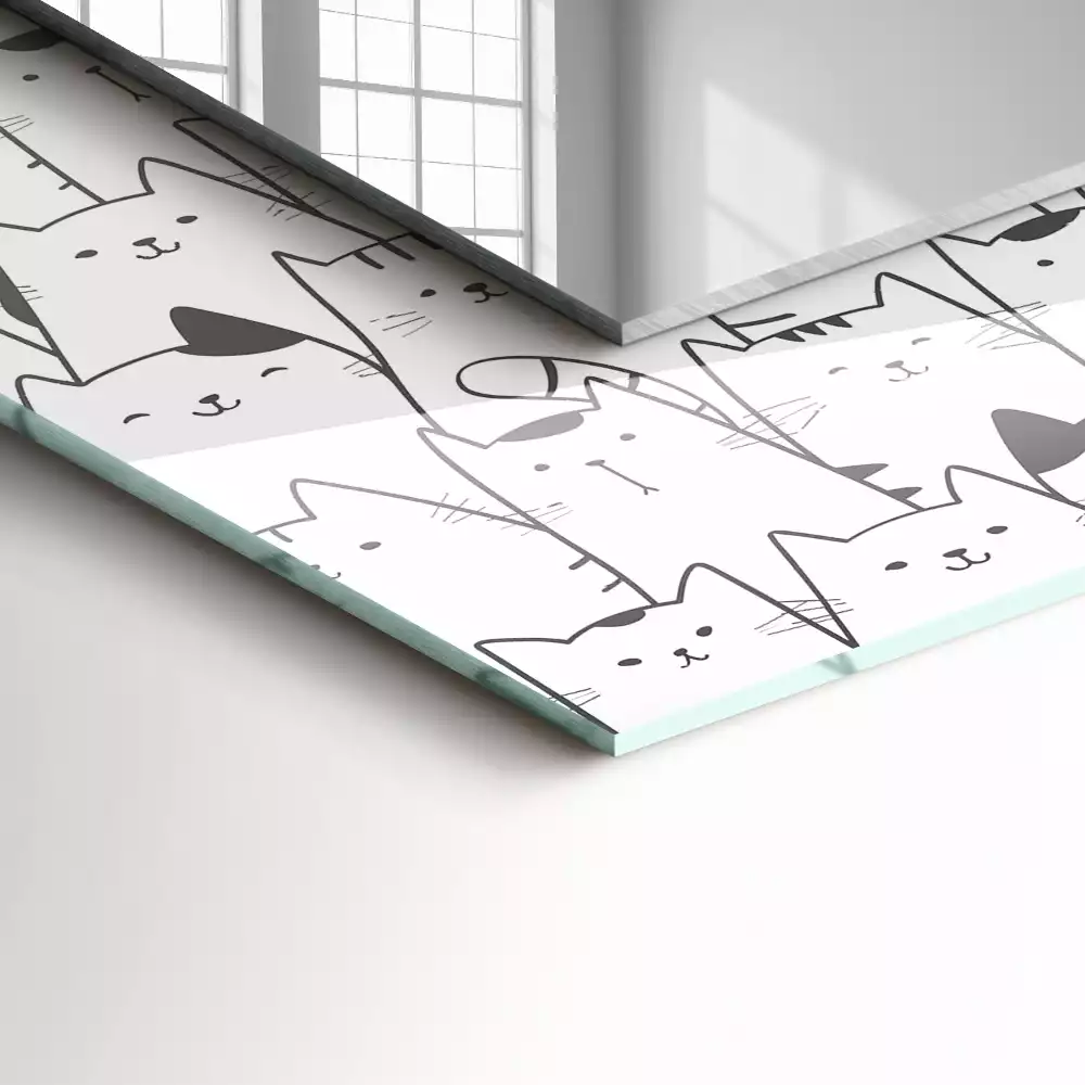 Specchio rettangolare decoro gatti felici