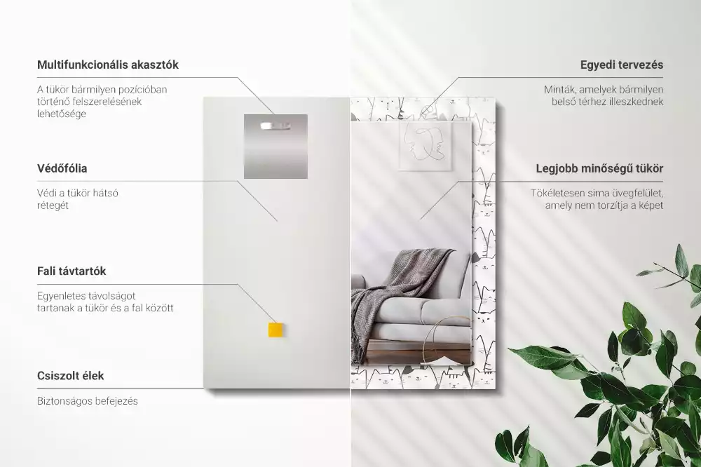 Specchio rettangolare decoro gatti felici