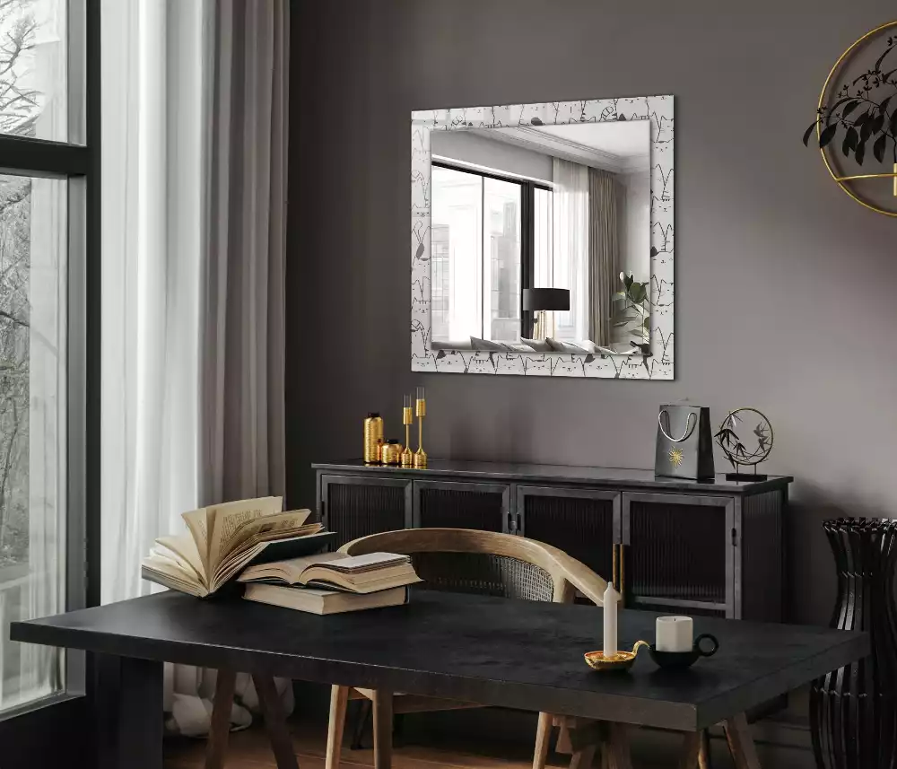 Specchio rettangolare decoro gatti felici