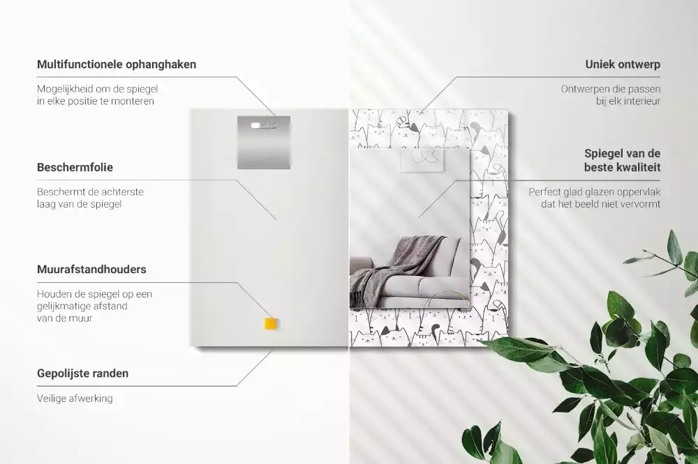 Specchio rettangolare decoro gatti felici