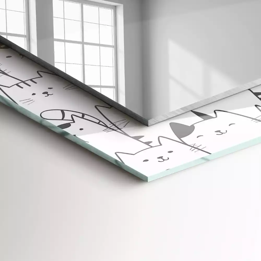 Specchio rettangolare decoro gatti felici