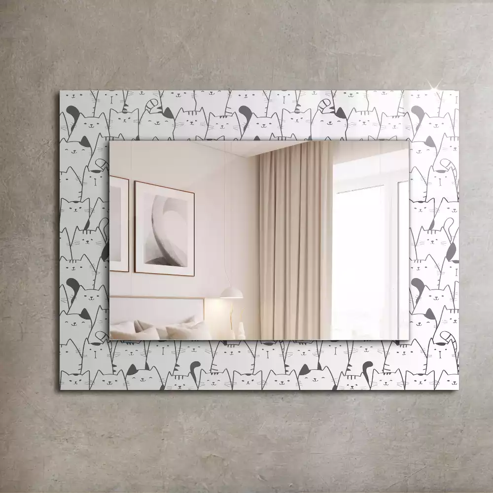 Specchio rettangolare decoro gatti felici