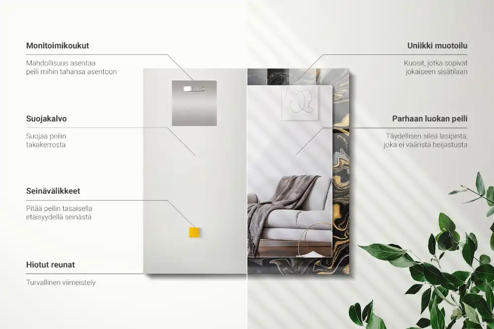 Specchio rettangolare stampato Motivo astratto in marmo