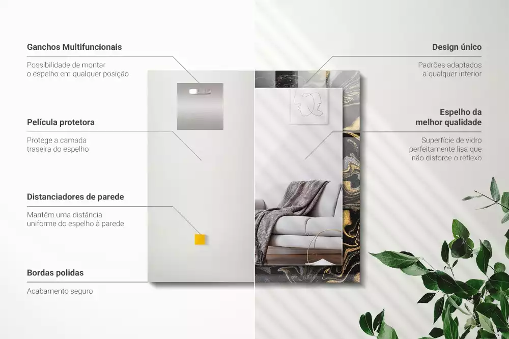 Specchio rettangolare stampato Motivo astratto in marmo