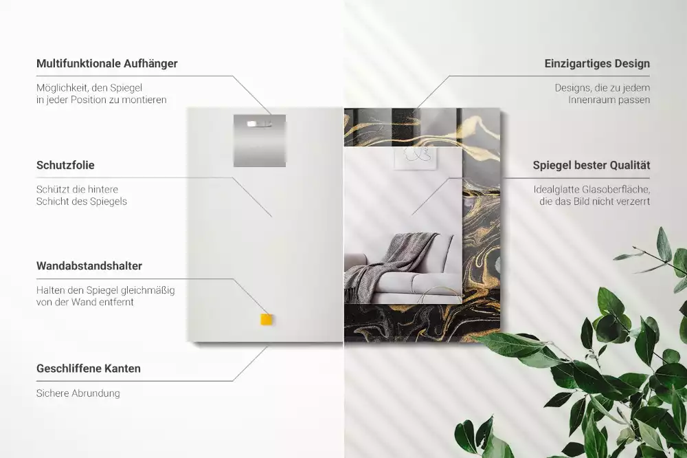 Specchio rettangolare stampato Motivo astratto in marmo