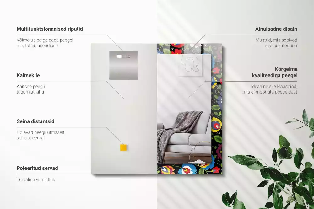 Specchio rettangolare decoro Modelli popolari colorati