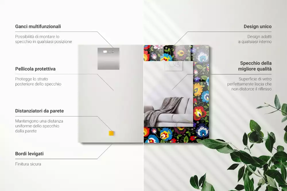 Specchio rettangolare decoro Modelli popolari colorati