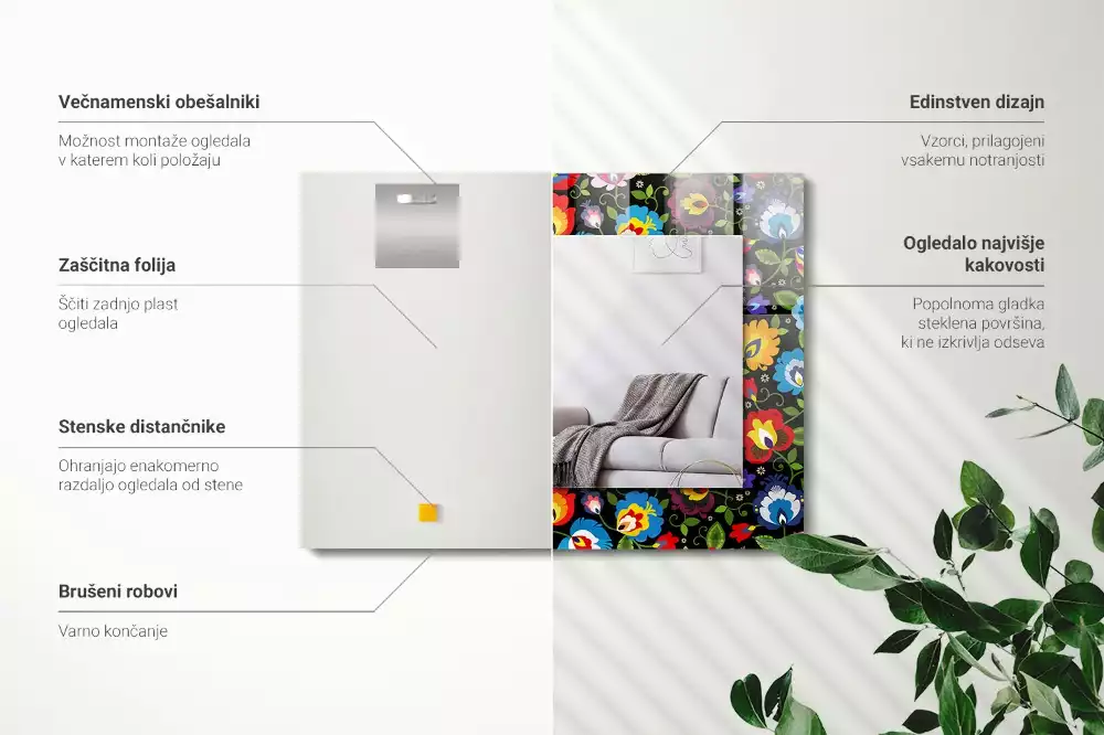 Specchio rettangolare decoro Modelli popolari colorati