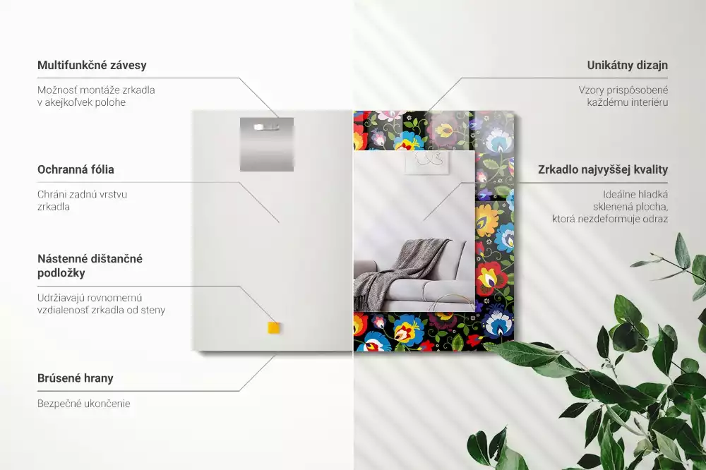 Specchio rettangolare decoro Modelli popolari colorati