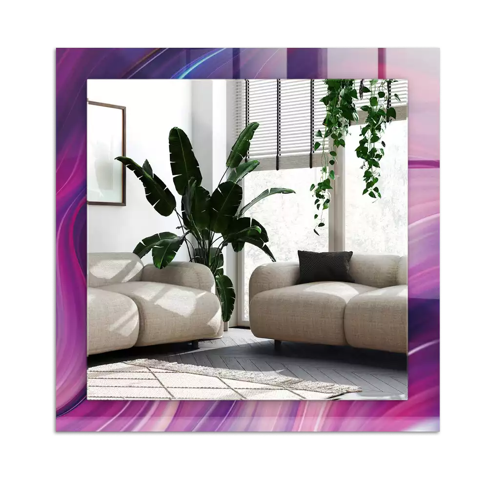 Specchio rettangolare con cornice stampata Onde astratte colorate