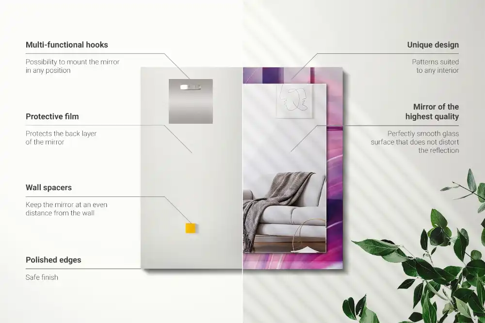 Specchio rettangolare con cornice stampata Onde astratte colorate