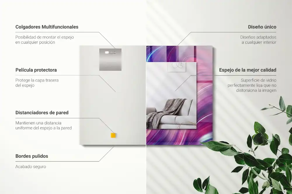 Specchio rettangolare con cornice stampata Onde astratte colorate