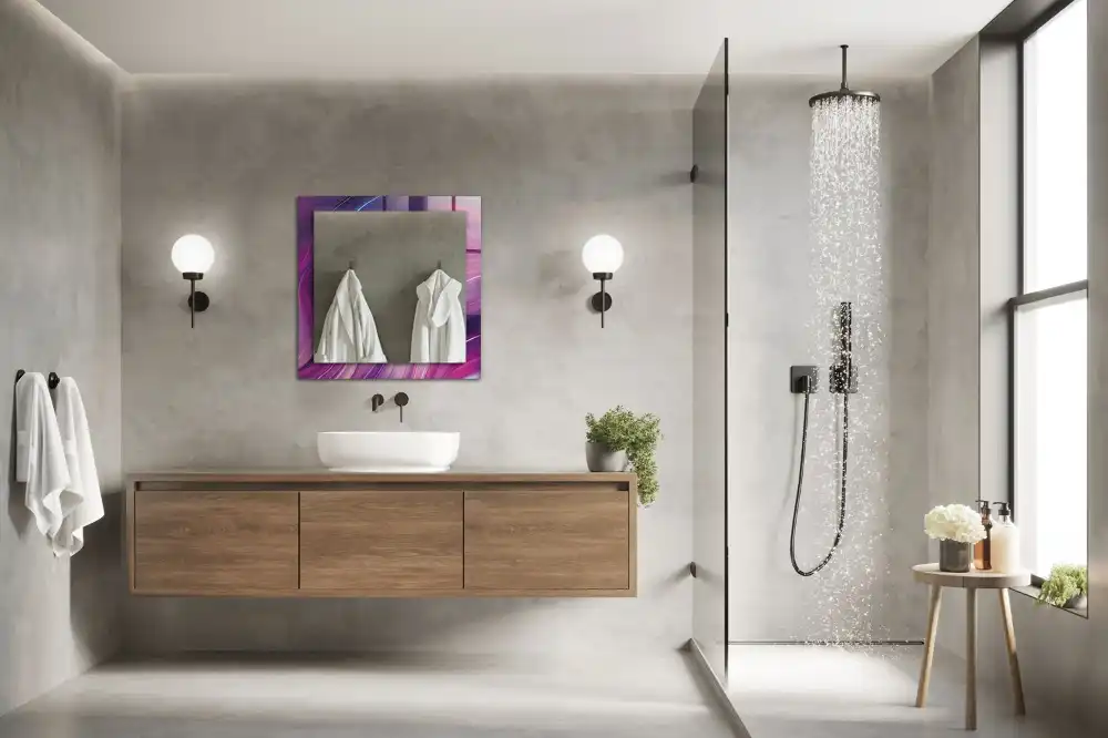 Specchio rettangolare con cornice stampata Onde astratte colorate