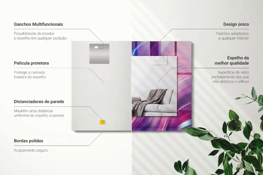 Specchio rettangolare con cornice stampata Onde astratte colorate