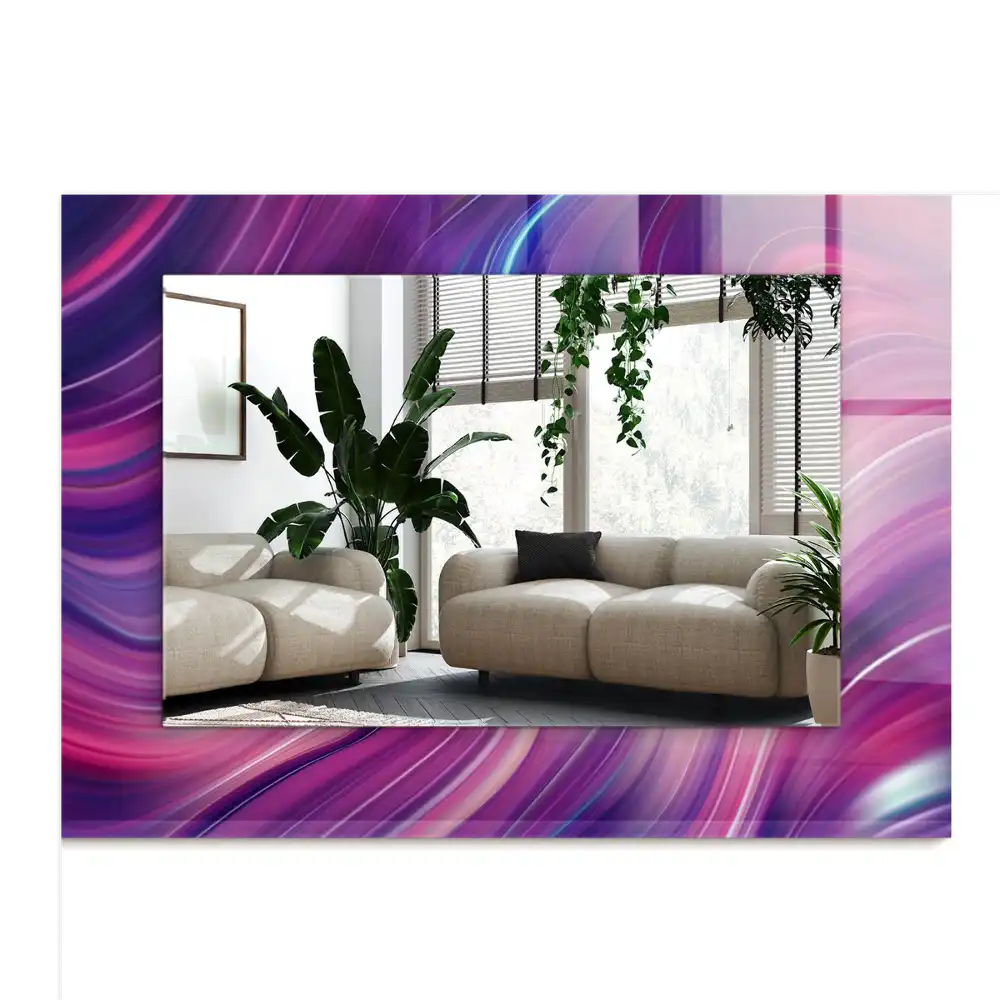Specchio rettangolare con cornice stampata Onde astratte colorate