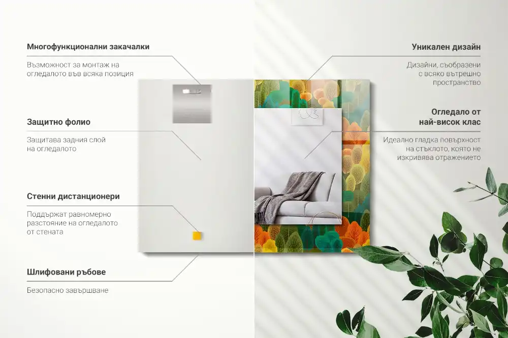 Specchio rettangolare decoro Alberi autunnali