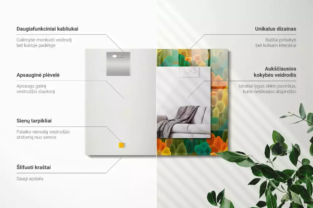 Specchio rettangolare decoro Alberi autunnali