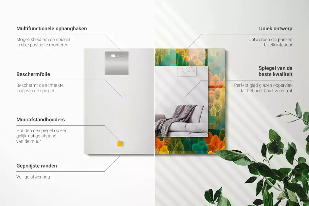 Specchio rettangolare decoro Alberi autunnali