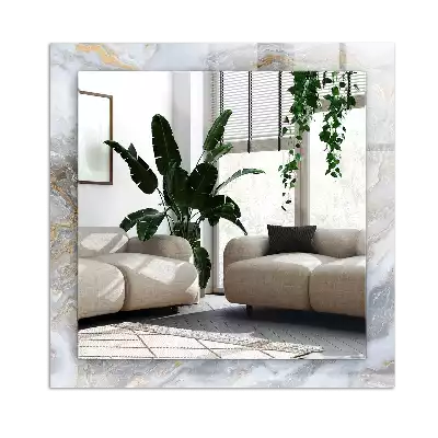 Specchio rettangolare con cornice stampata Trama con motivo in marmo