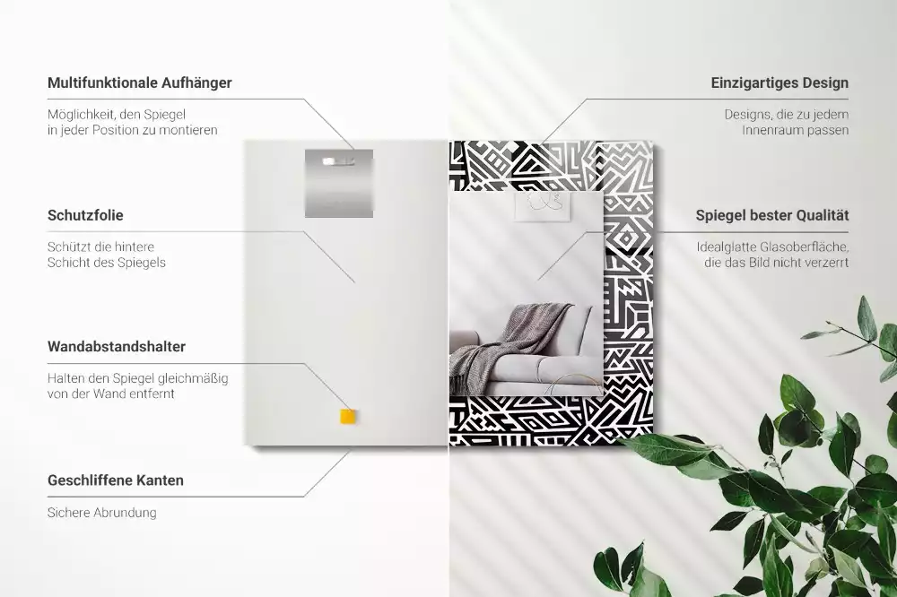 Specchio rettangolare stampato Motivo geometrico