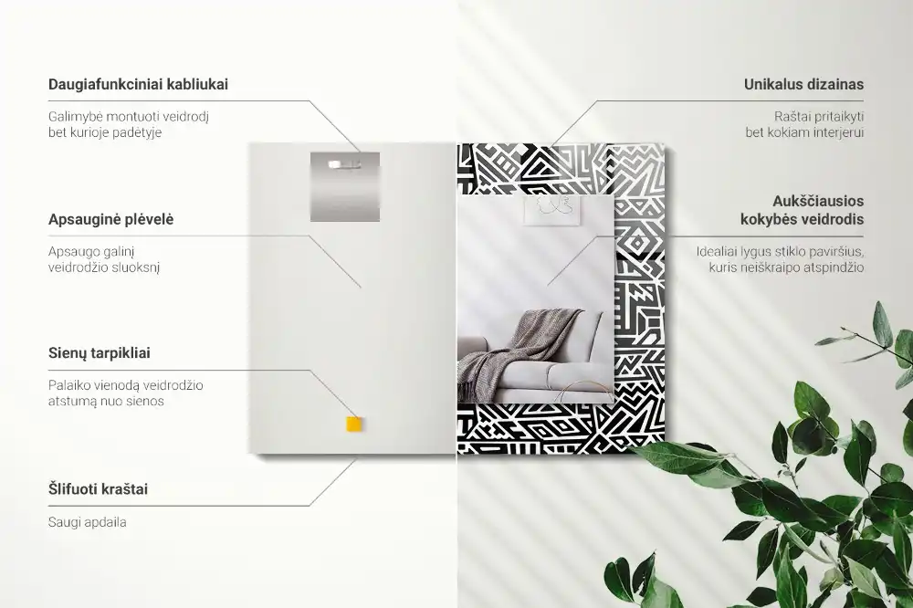 Specchio rettangolare stampato Motivo geometrico