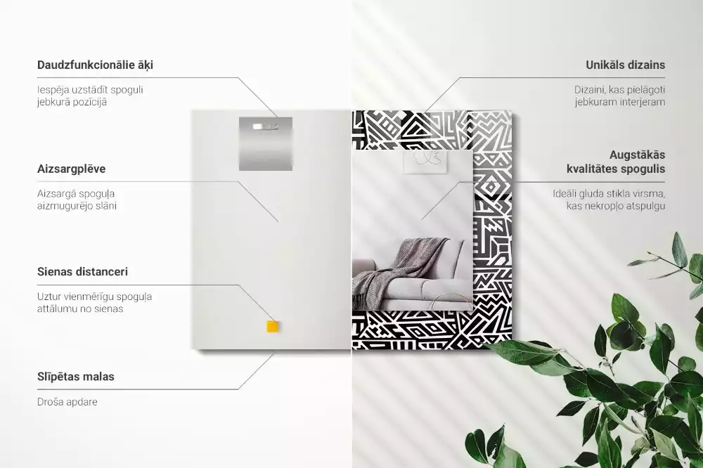 Specchio rettangolare stampato Motivo geometrico