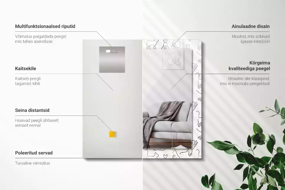 Specchio rettangolare decoro Contorni di gatti