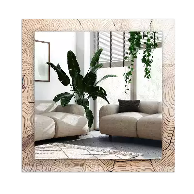 Specchio rettangolare con cornice stampata Sezione trasversale di un tronco d'albero