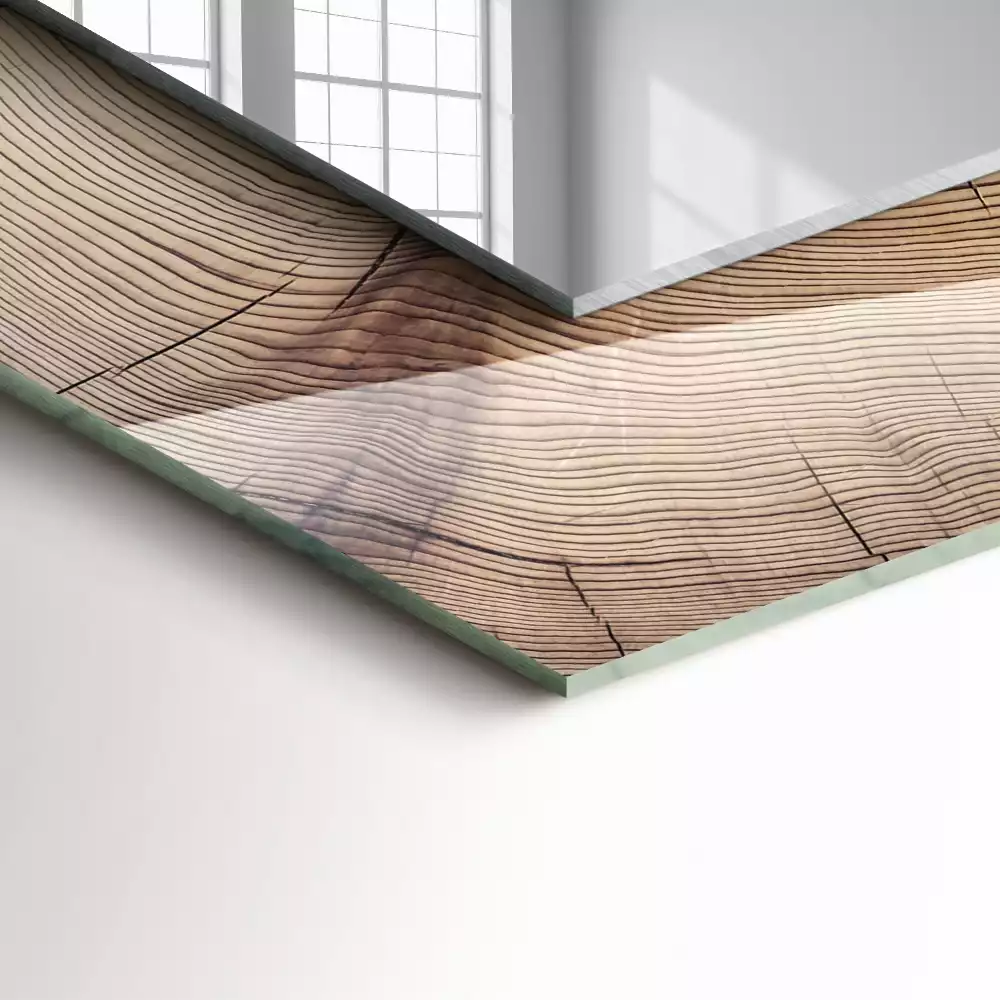 Specchio rettangolare con cornice stampata Sezione trasversale di un tronco d'albero