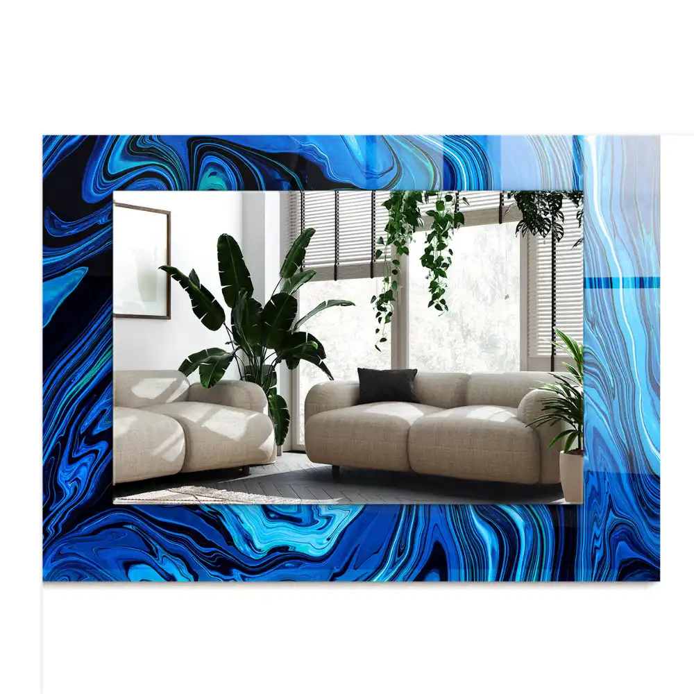 Specchio rettangolare stampato Modello blu astratto