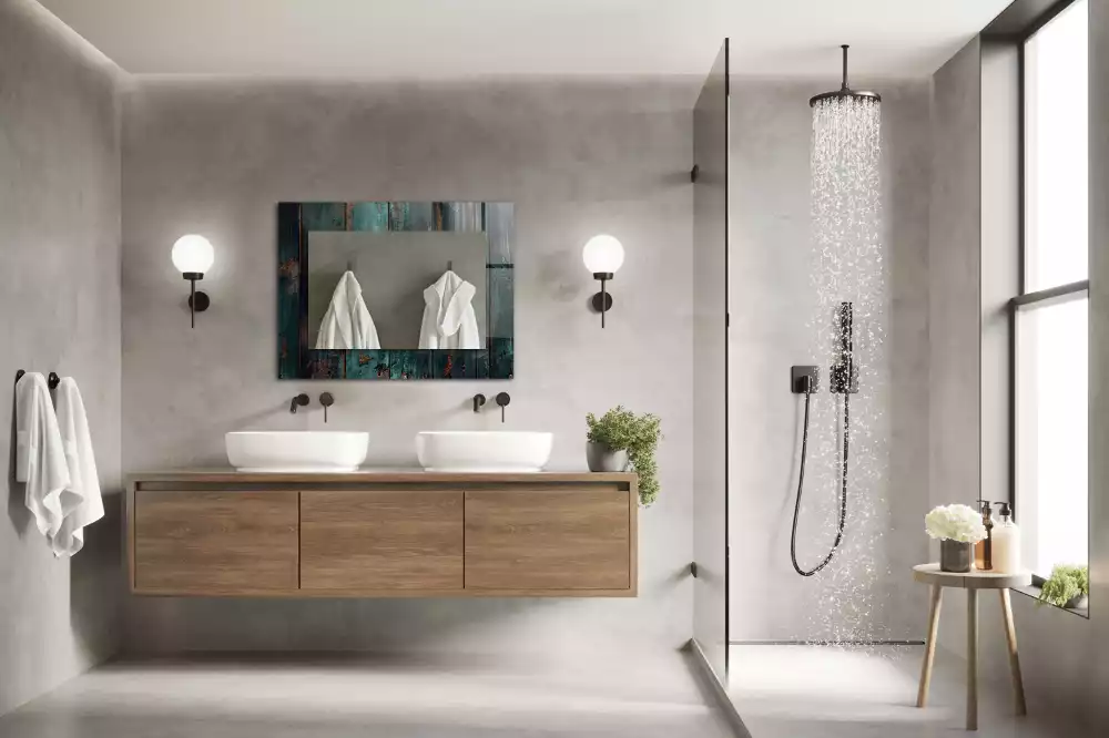 Specchio rettangolare decoro Tavole verdi in legno