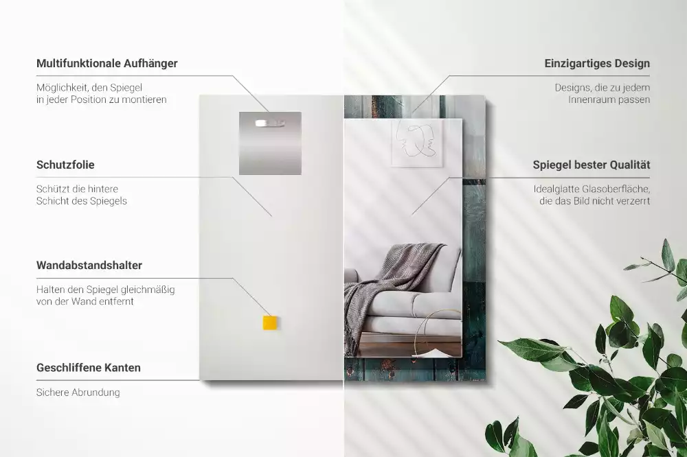 Specchio rettangolare decoro Tavole verdi in legno