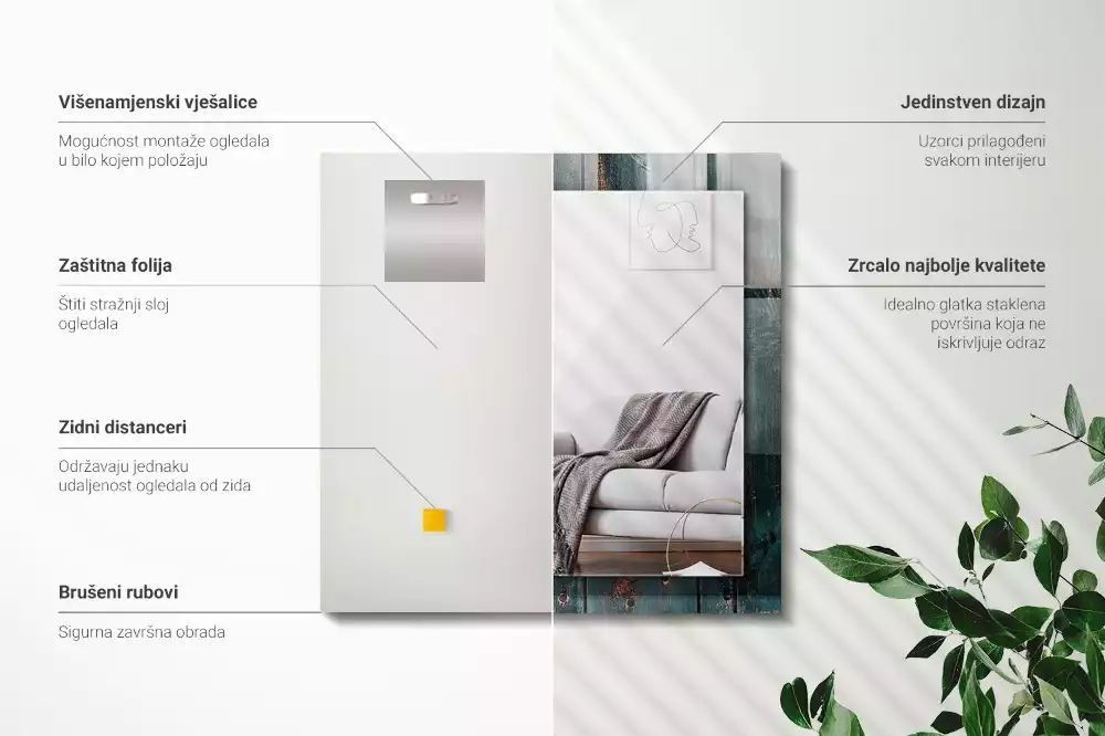 Specchio rettangolare decoro Tavole verdi in legno