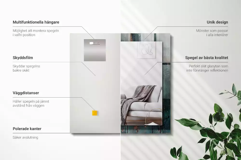 Specchio rettangolare decoro Tavole verdi in legno