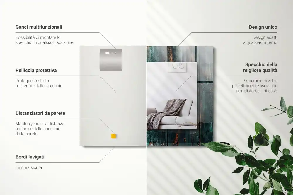 Specchio rettangolare decoro Tavole verdi in legno