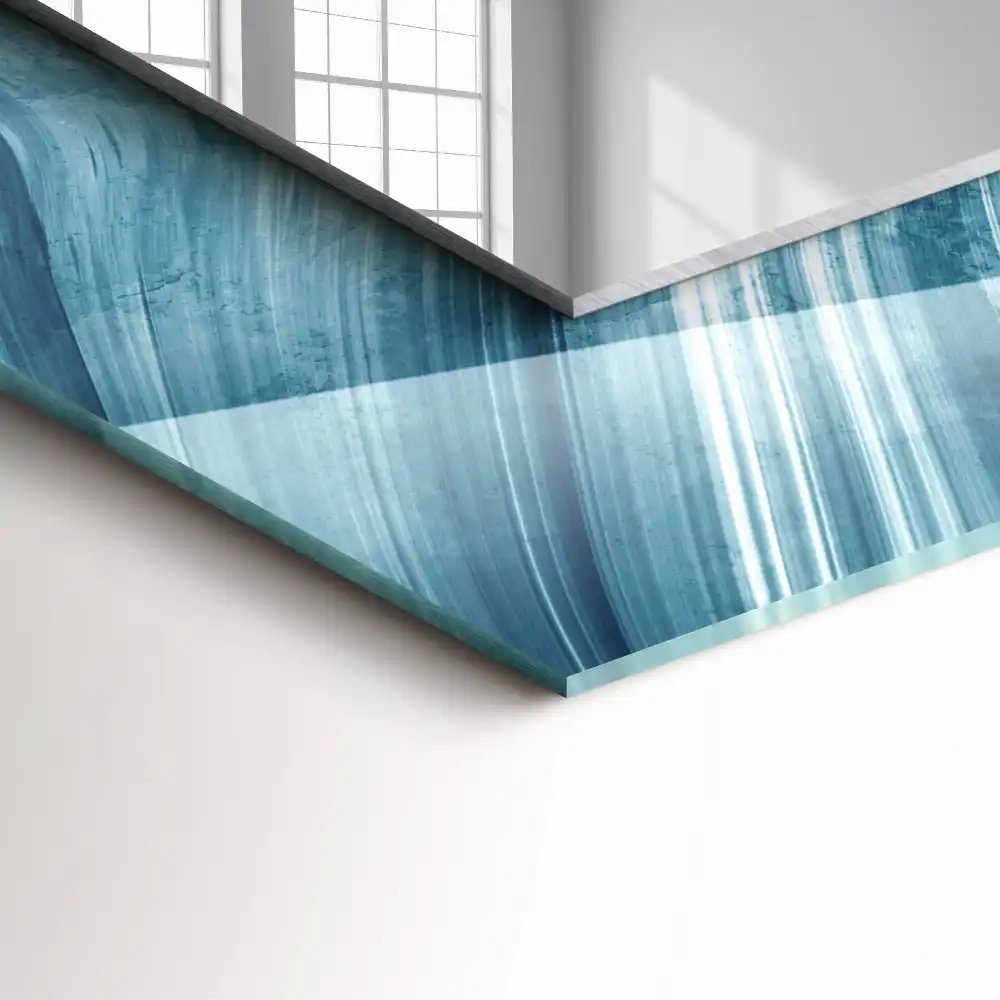 Specchio rettangolare stampato Linee blu astratte