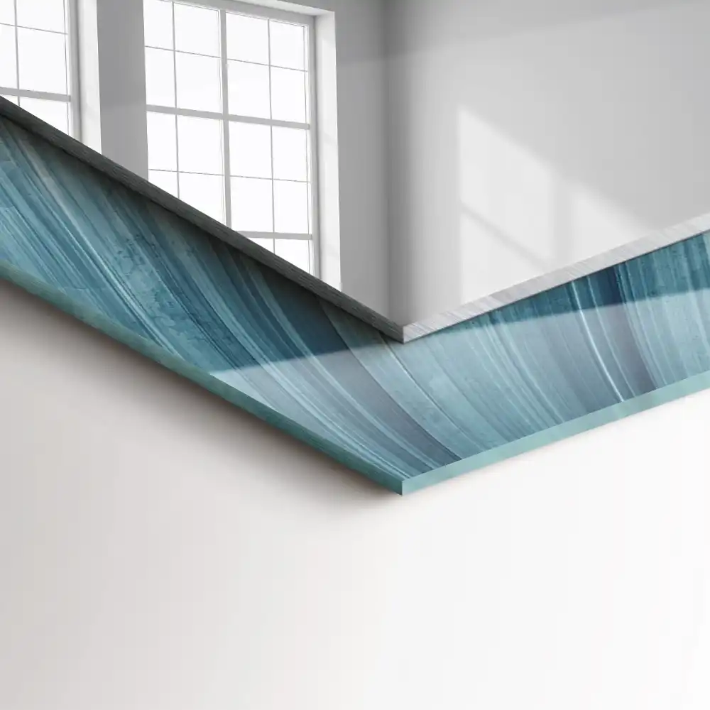 Specchio rettangolare stampato Linee blu astratte
